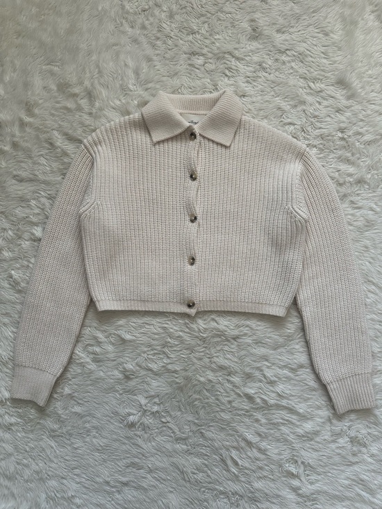 Aritzia Sweaters - Aritzia Wilfred Nextdoor Sweater Collared 100% Merino Wool Cardigan Cream Sz S